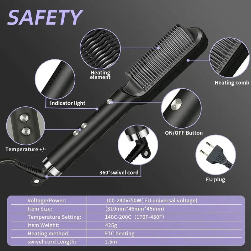 Professional Quick Heated Electric Hot Comb Hair Straightener