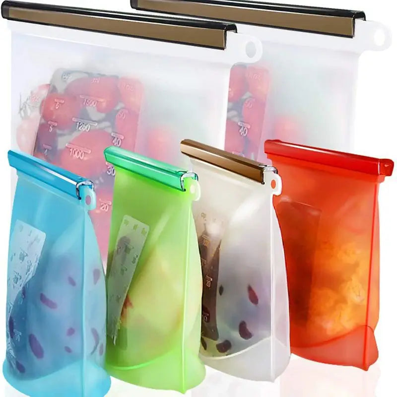 Reusable Silicone Zipper Bag for Freshness Preservation and Refrigerator Organization