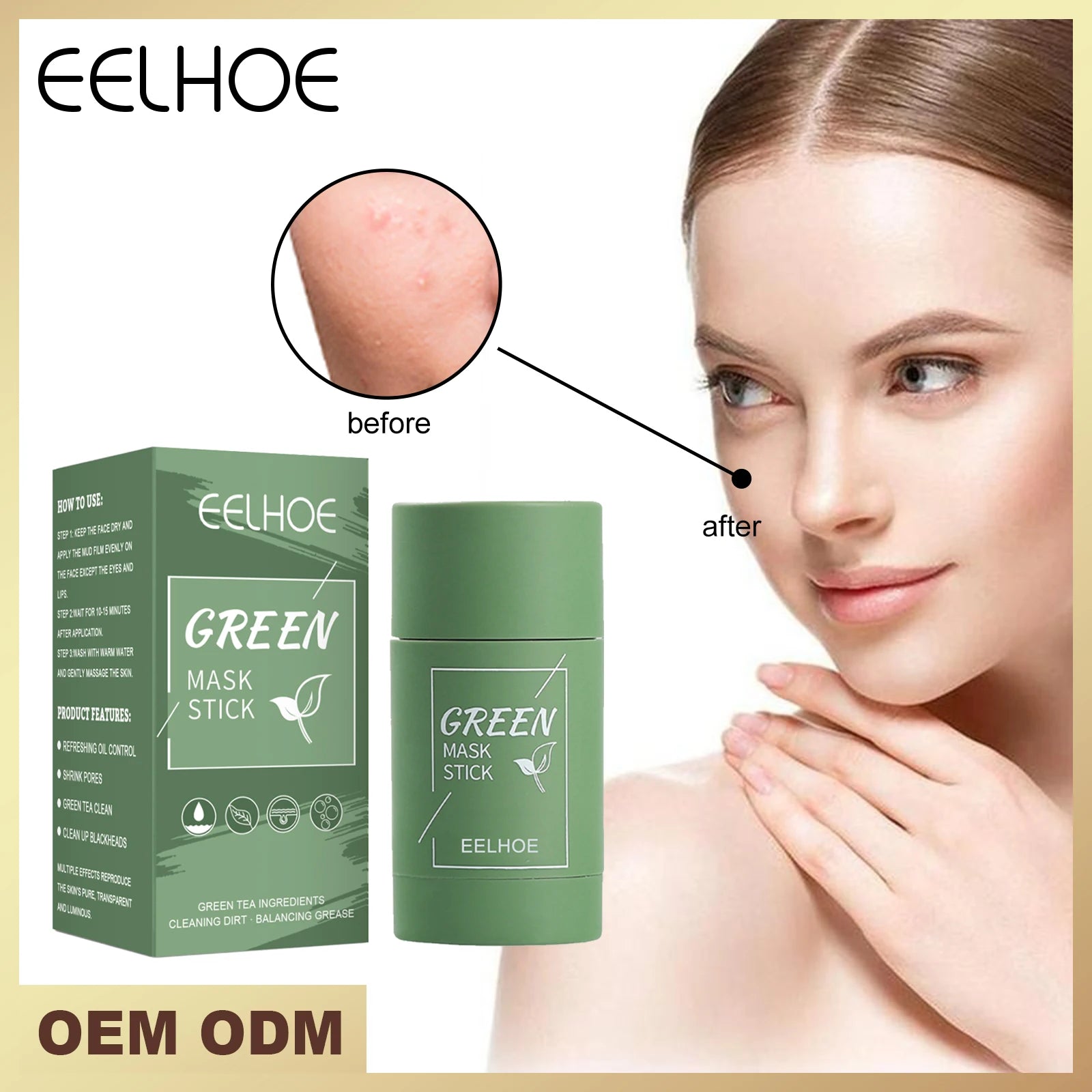 Green Tea Solid Mask Clean Dirt Shrink Pores Blackhead Remover