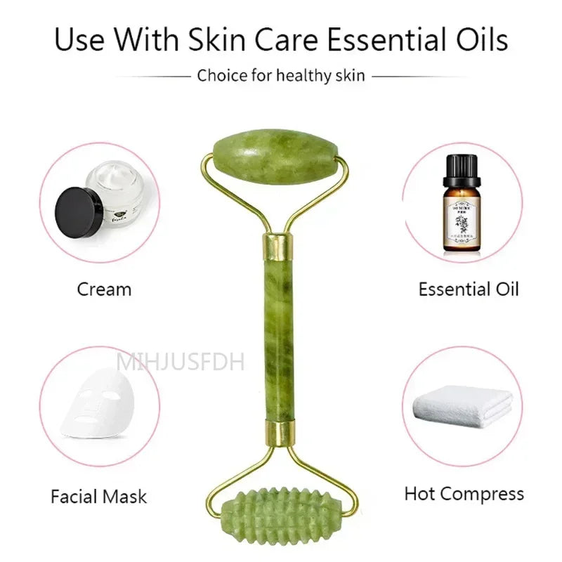 Natural Jade Roller Massager for Face Body Back Foot Massage Roller