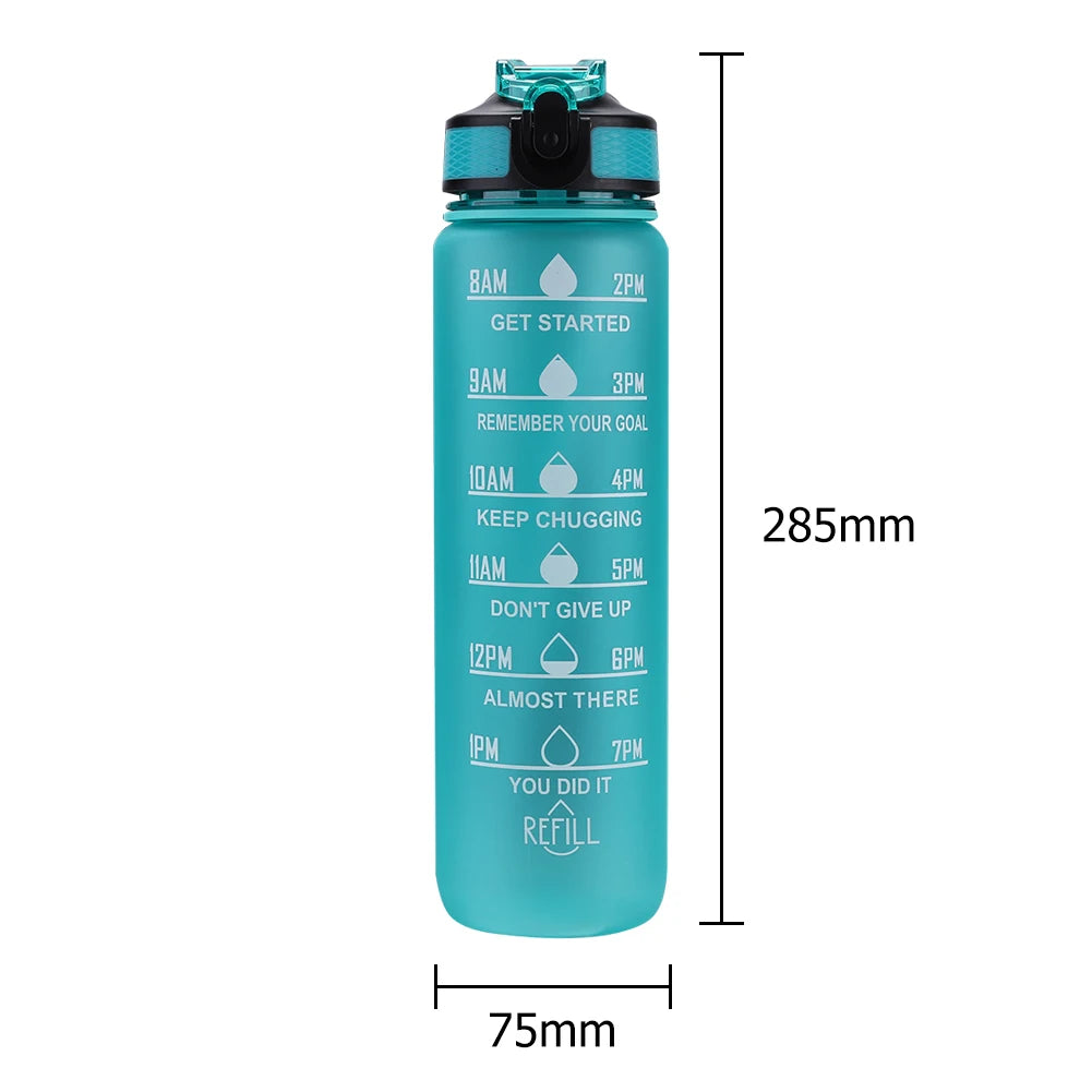 1000ml Water Bottle with Time Scale Outdoor Fitness Bike Water Cup