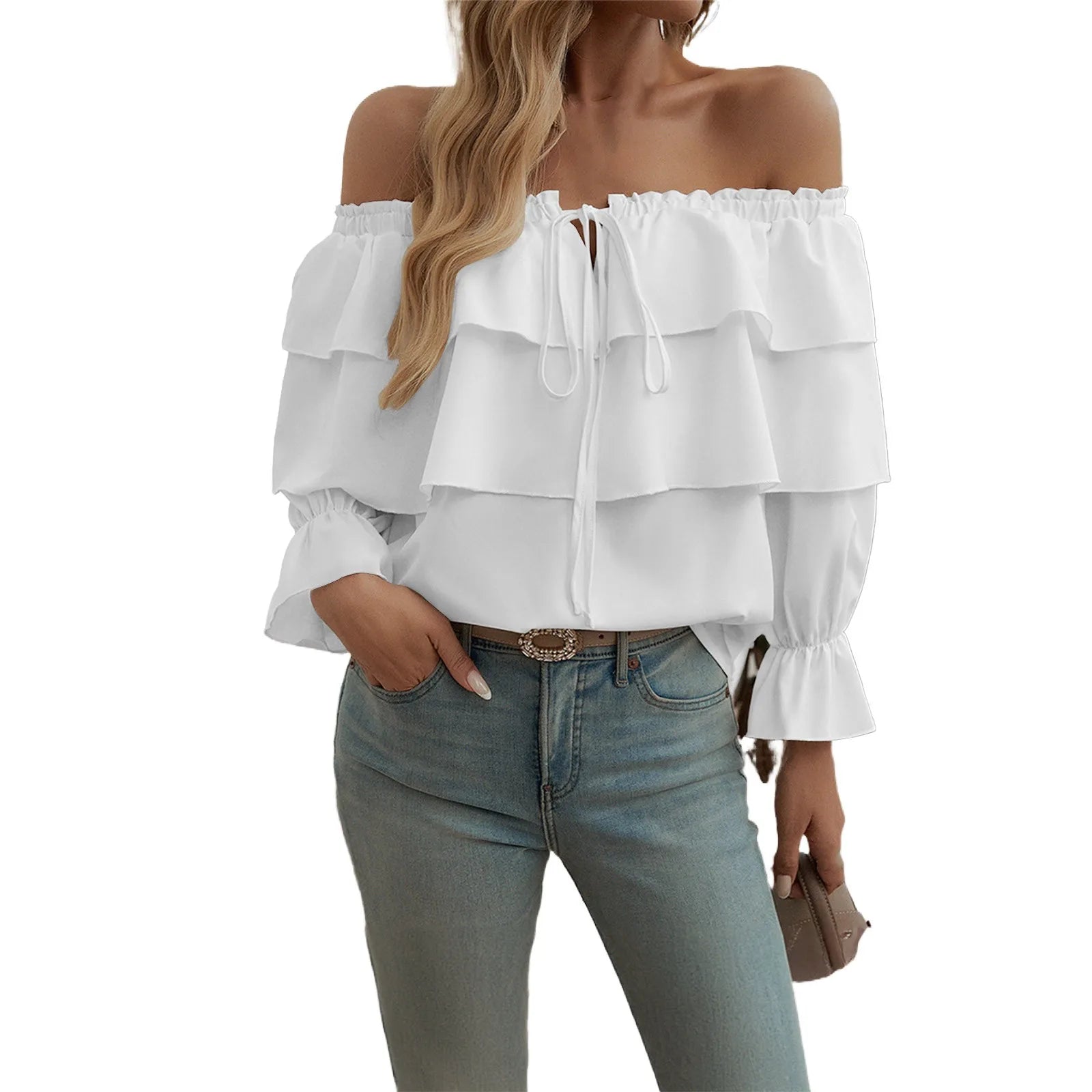 Sexy One Shoulder Bow Knot Shirt For Women Clothing 2025 Summer Tops