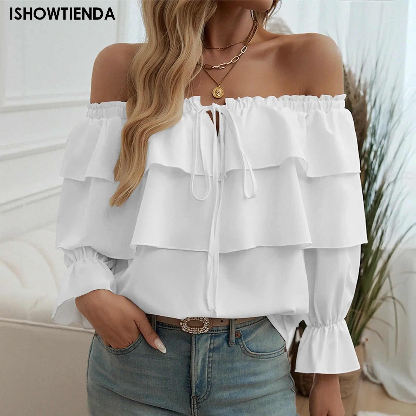 Sexy One Shoulder Bow Knot Shirt For Women Clothing 2025 Summer Tops