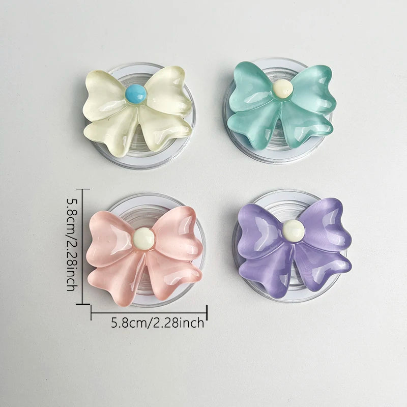 Magnetic Folding Phone Holder Cute Bow Socket Talk Grip For Magsafe IPhone Mac Samsung Safe Ring Finger Expanding Stand
