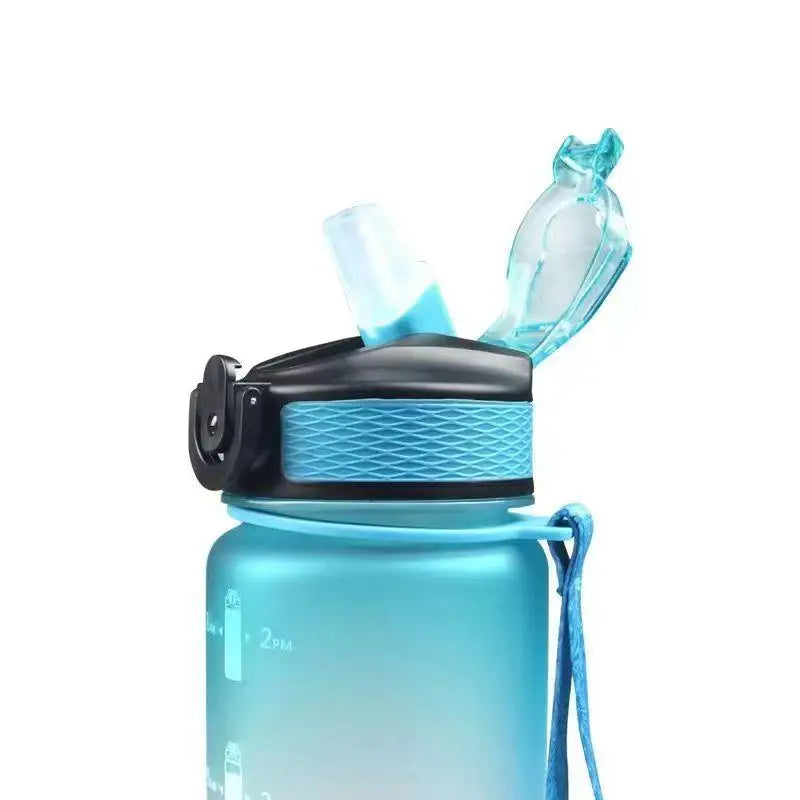 1000ml Gradient Water Bottle with Time Marker Straw Cup