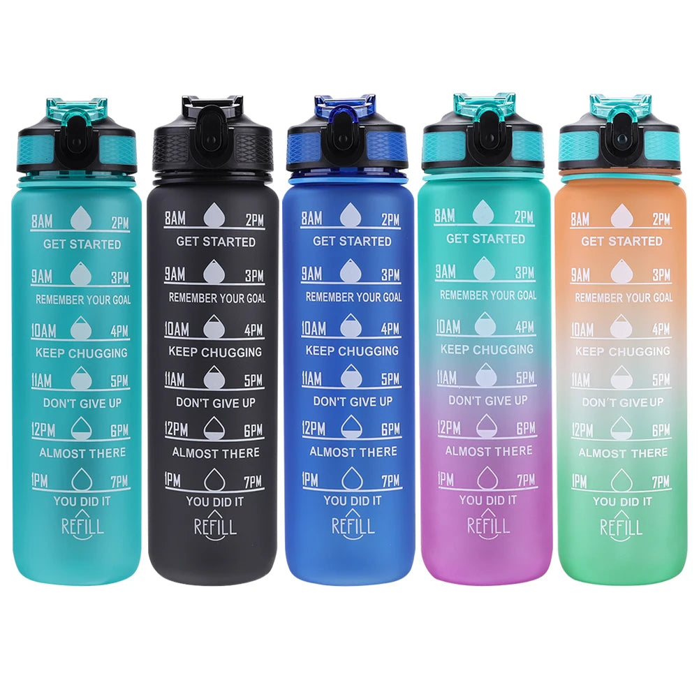 1000ml Water Bottle with Time Scale Outdoor Fitness Bike Water Cup
