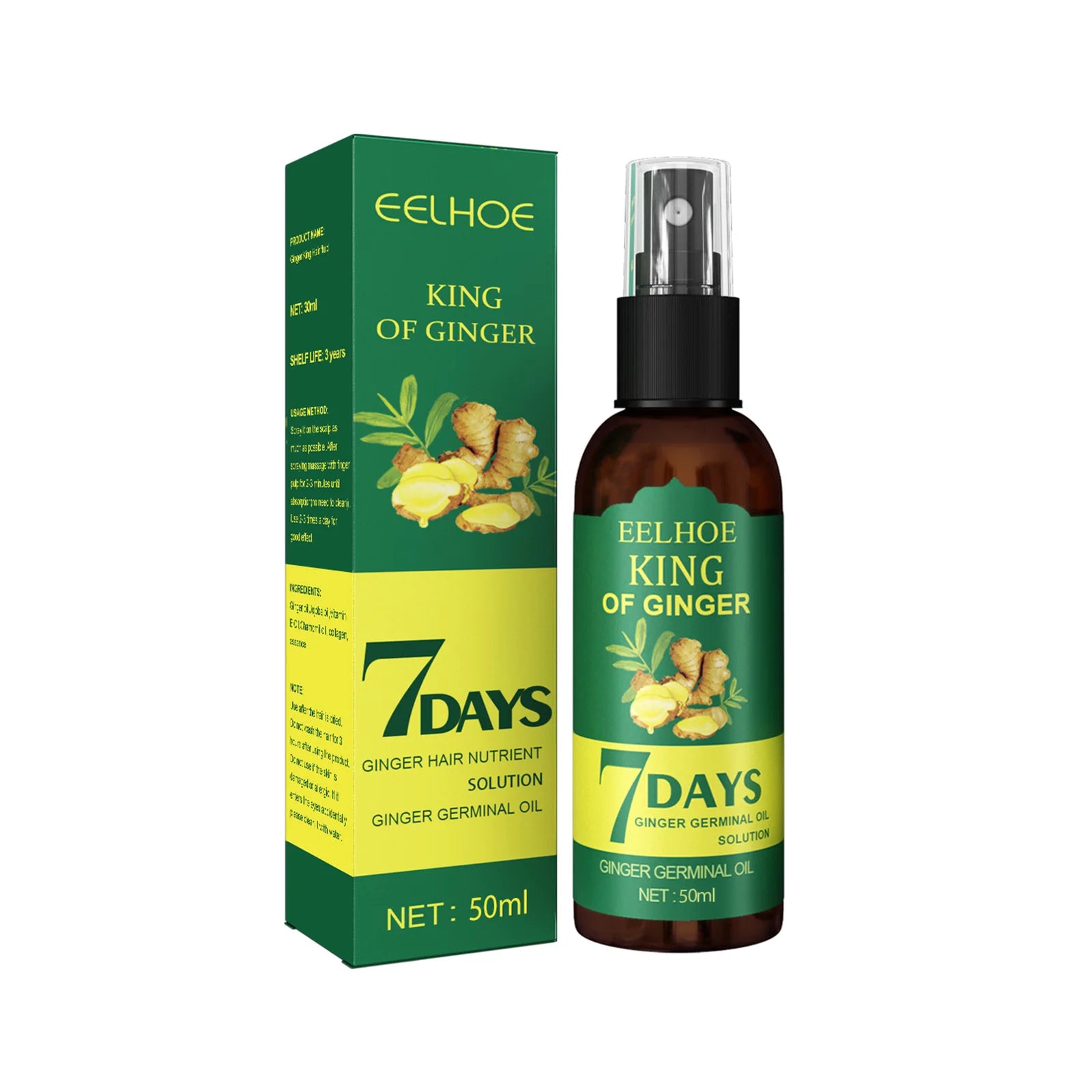 Ginger Hair Growth Spray Natural Ingredients Nutrition Increase Hair Scalp Repair Oil