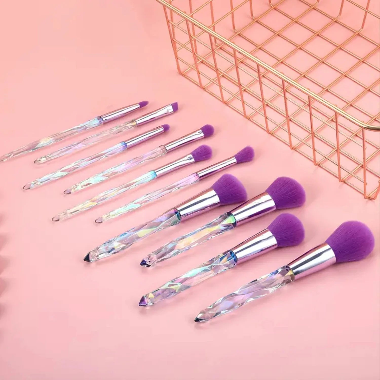 Soft and Luxurious Travel Beauty Tools - Crystal Acrylic Handle Eye Makeup Brush Set