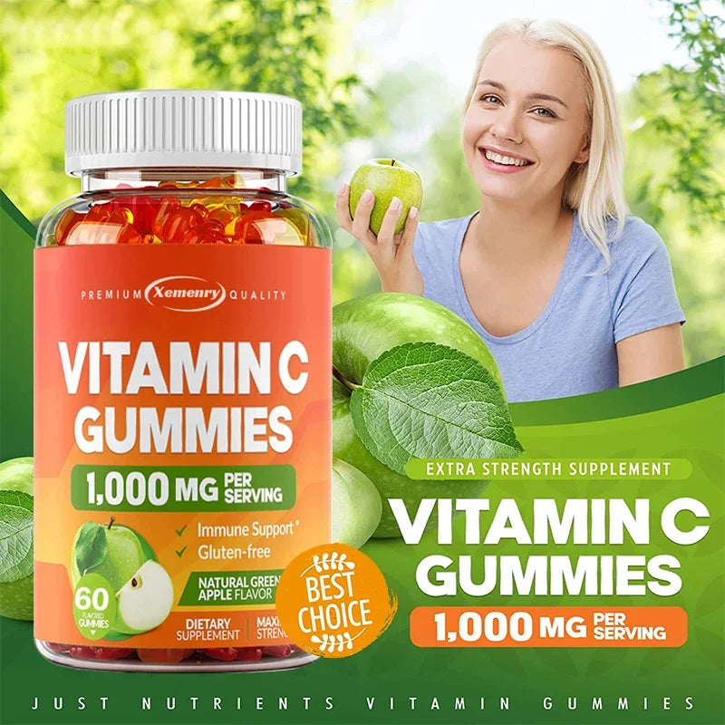 Vitamin C Gummies 1000mg - Natural Antioxidant That Supports A Healthy Immune System and Promotes Cell Production