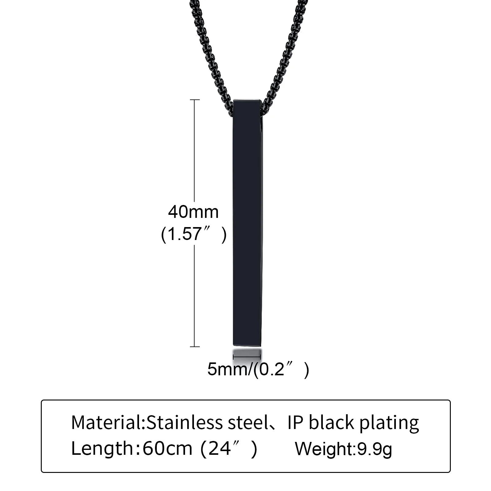 Waterproof Pillar Necklaces for Men Women,Stainless Steel Rectangle Vertical Bar Pendant Necklace,Simple Casual Collar Gifts