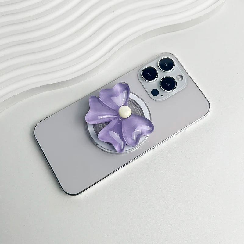 Magnetic Folding Phone Holder Cute Bow Socket Talk Grip For Magsafe IPhone Mac Samsung Safe Ring Finger Expanding Stand