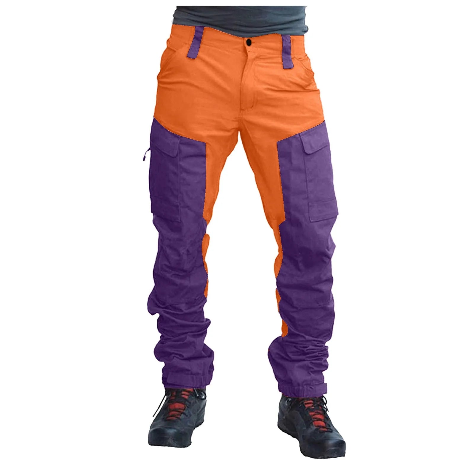 Men'S Cargo Pants Two Tone Patchwork Casual Cargo Pants