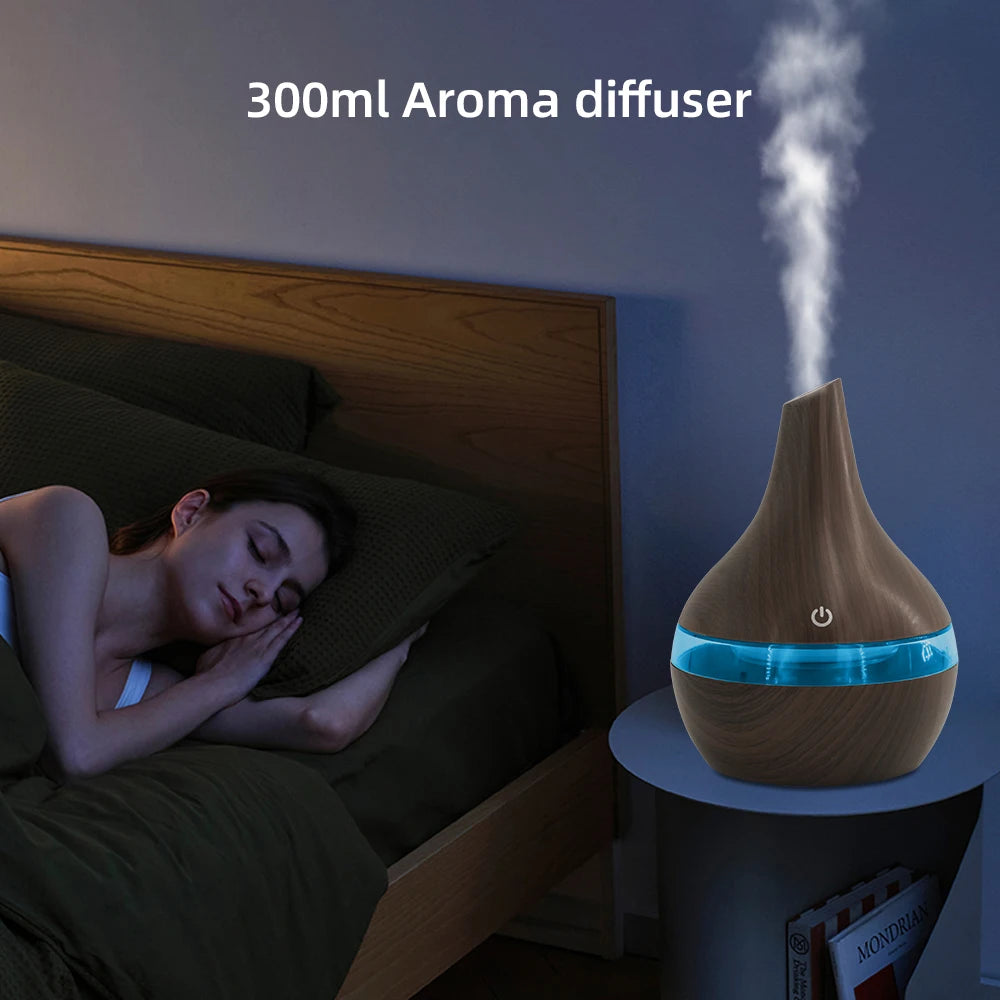 NEW 300ml USB Essential Oil Diffuser Humidifier  Wood Grain Design